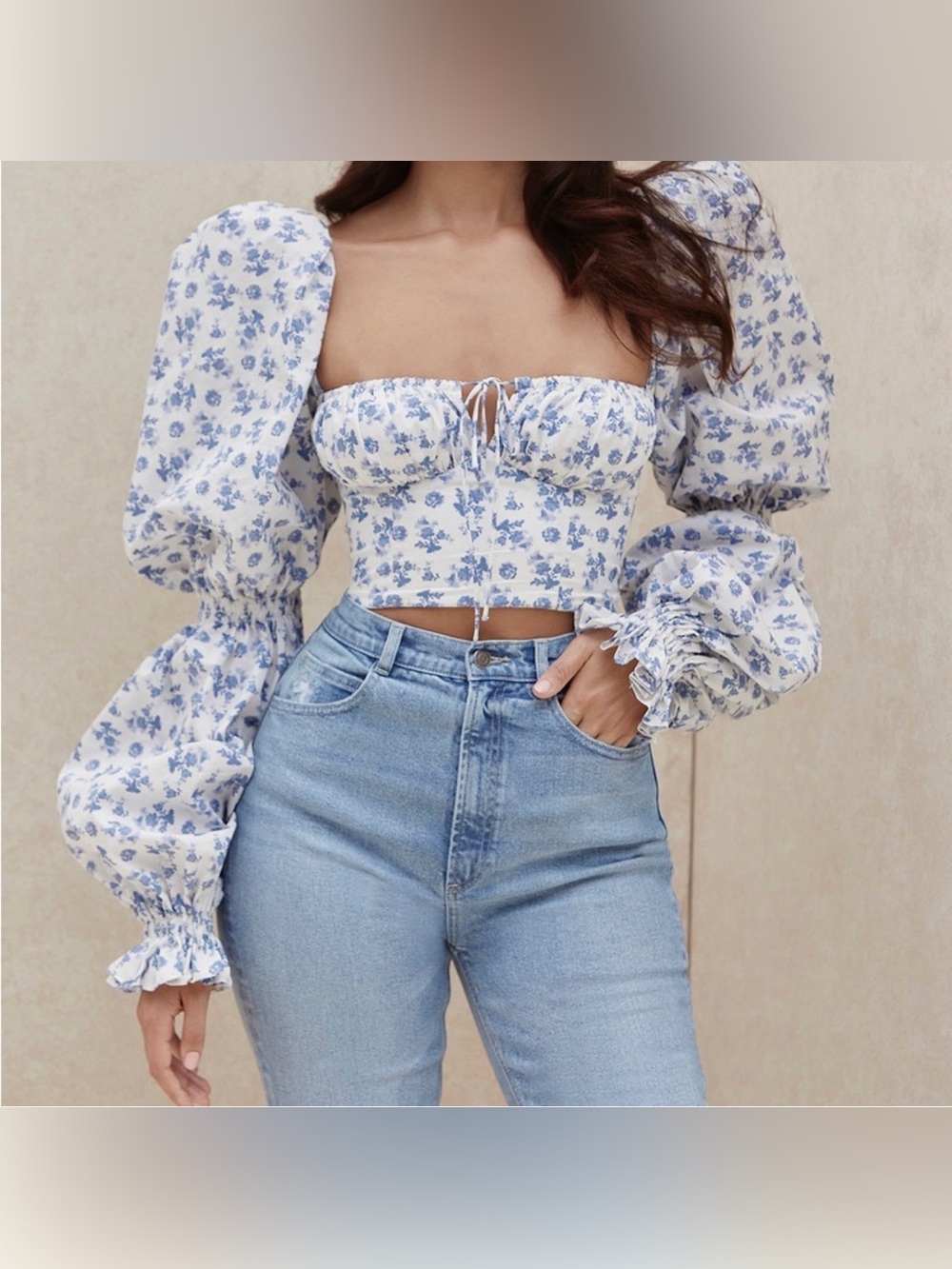 House of CB Millicent Floral Crop Top Size Small